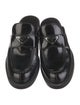 Prada Enameled Metal Triangle Leather Mules