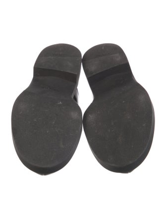 Prada Enameled Metal Triangle Leather Mules