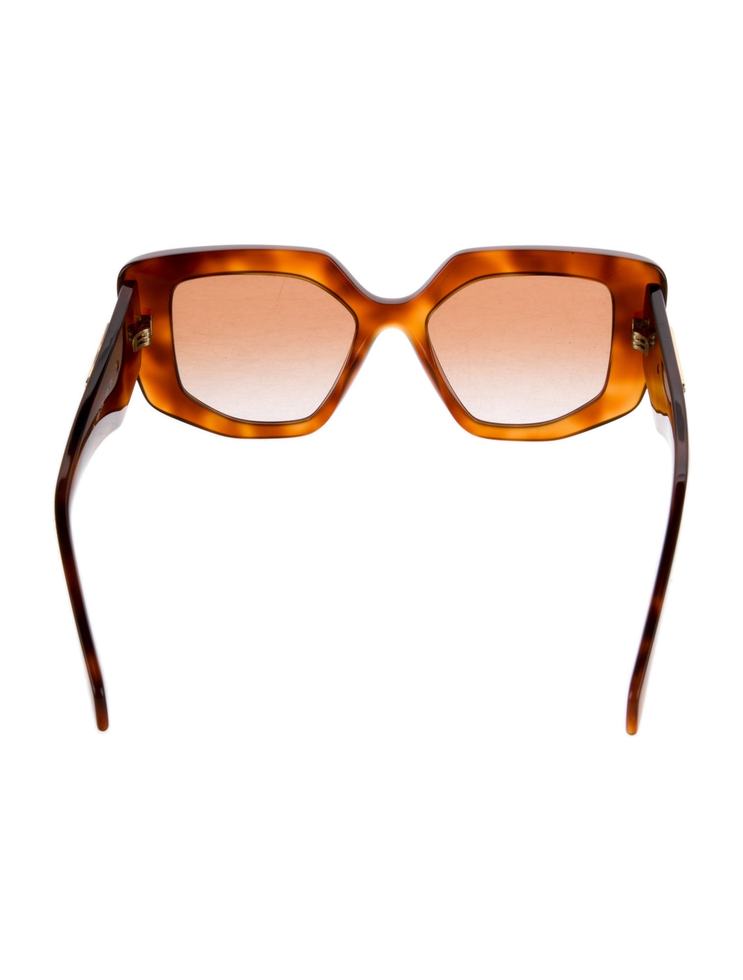 Prada Enameled Metal Triangle Square Sunglasses