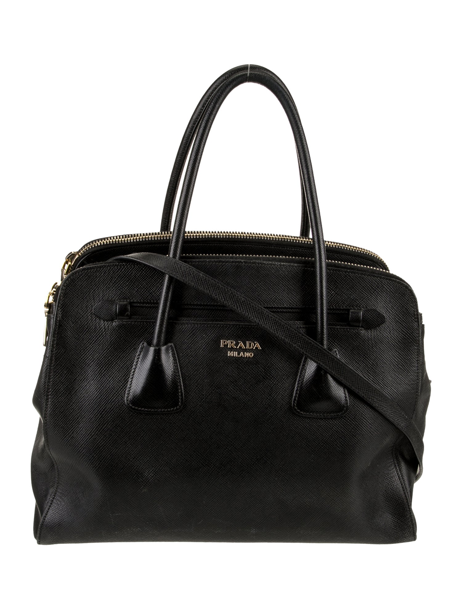Prada Saffiano Cuir Leather Galleria Double Zip
