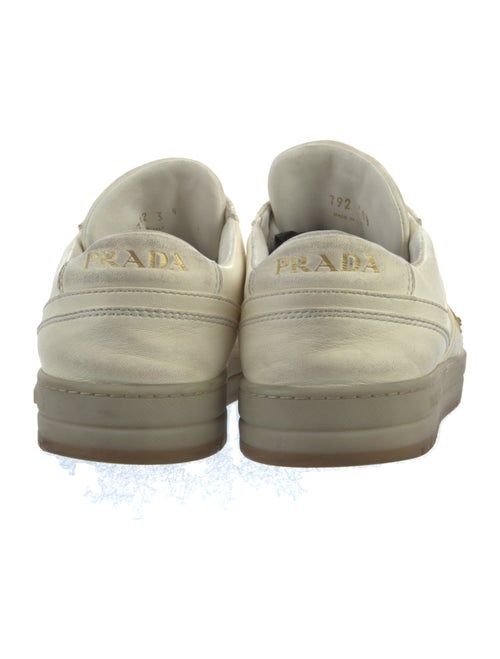 Prada Enameled Metal Triangle Leather Sneakers