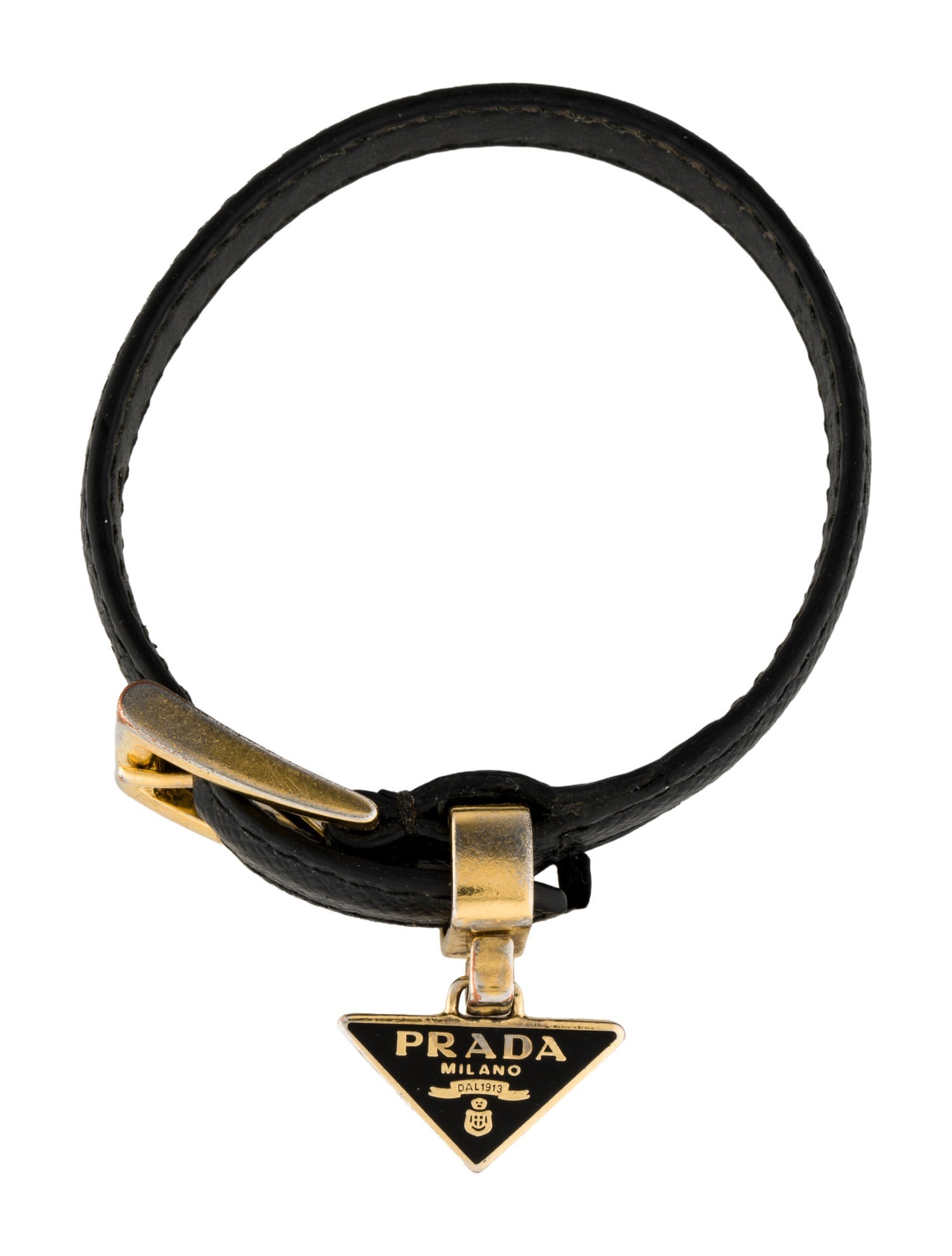 Prada Saffiano Leather & Enamel Logo Wrap Bracelet