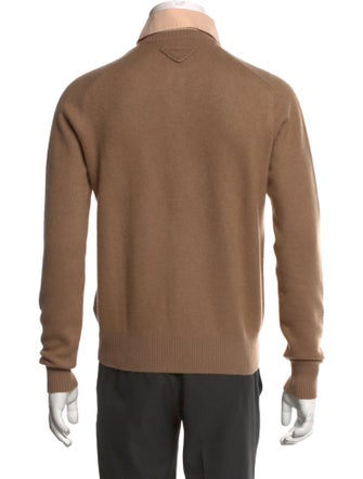 Prada 2023 Enameled Metal Triangle Cardigan