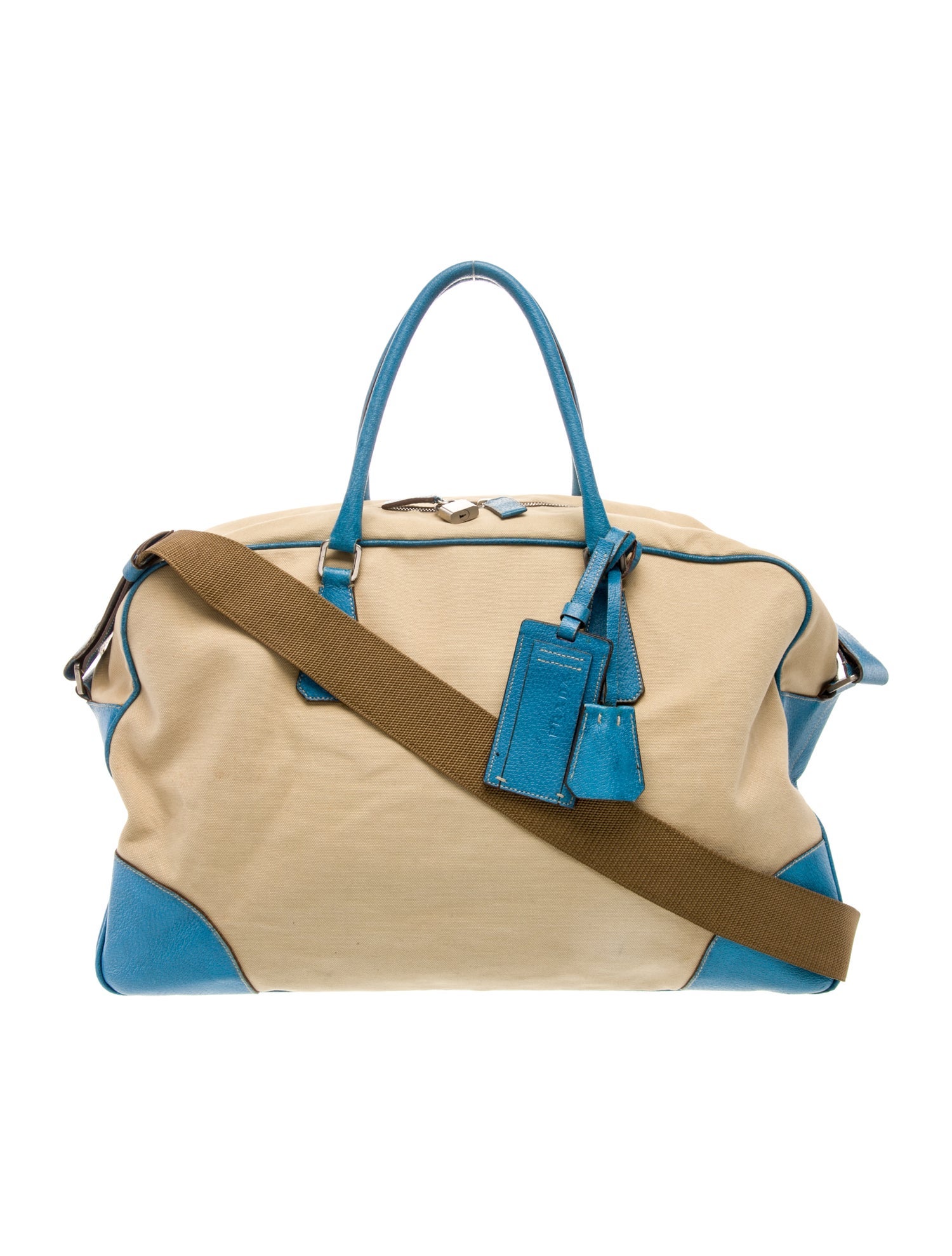 Prada Enameled Metal Triangle Weekender Bag Vintage