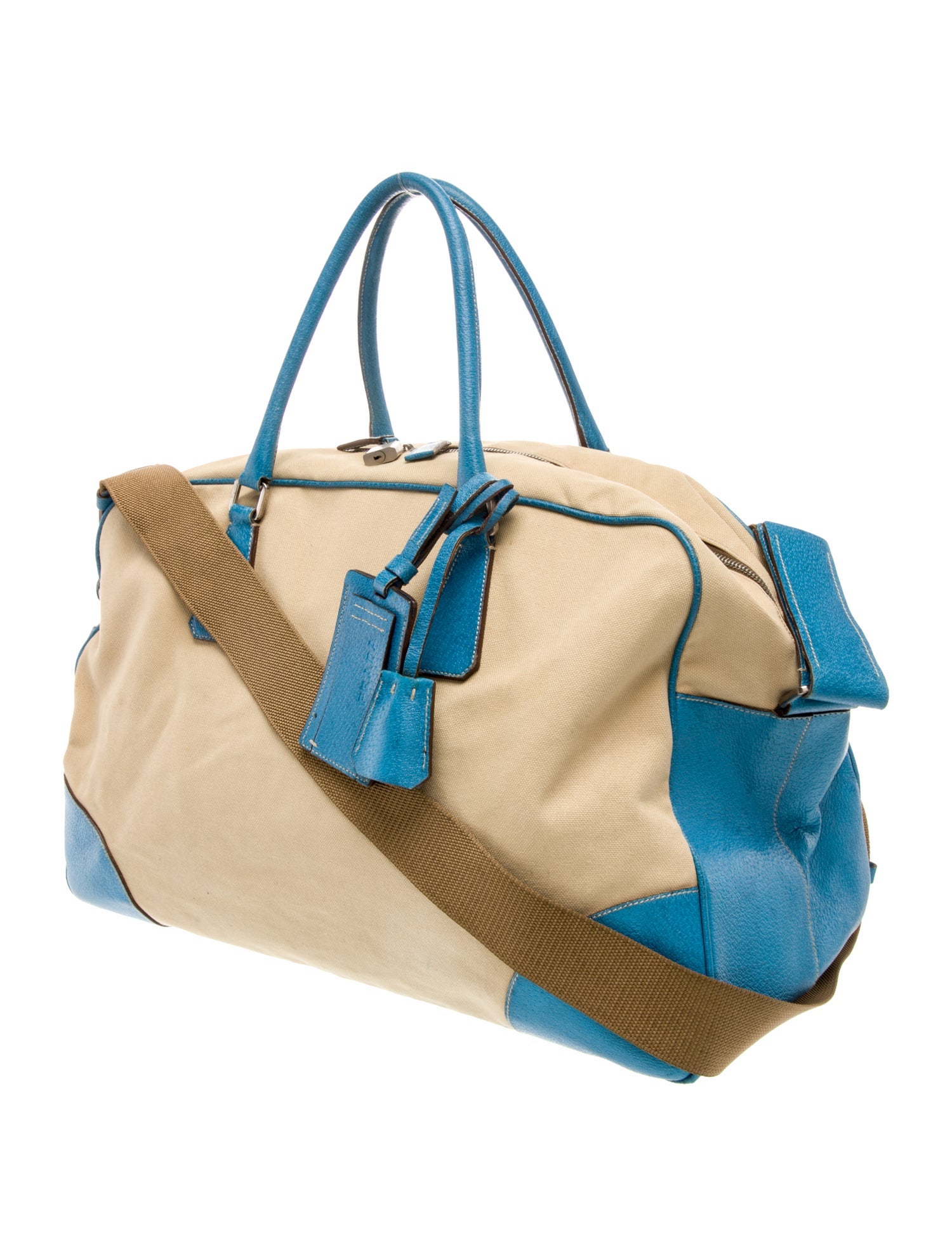 Prada Enameled Metal Triangle Weekender Bag Vintage