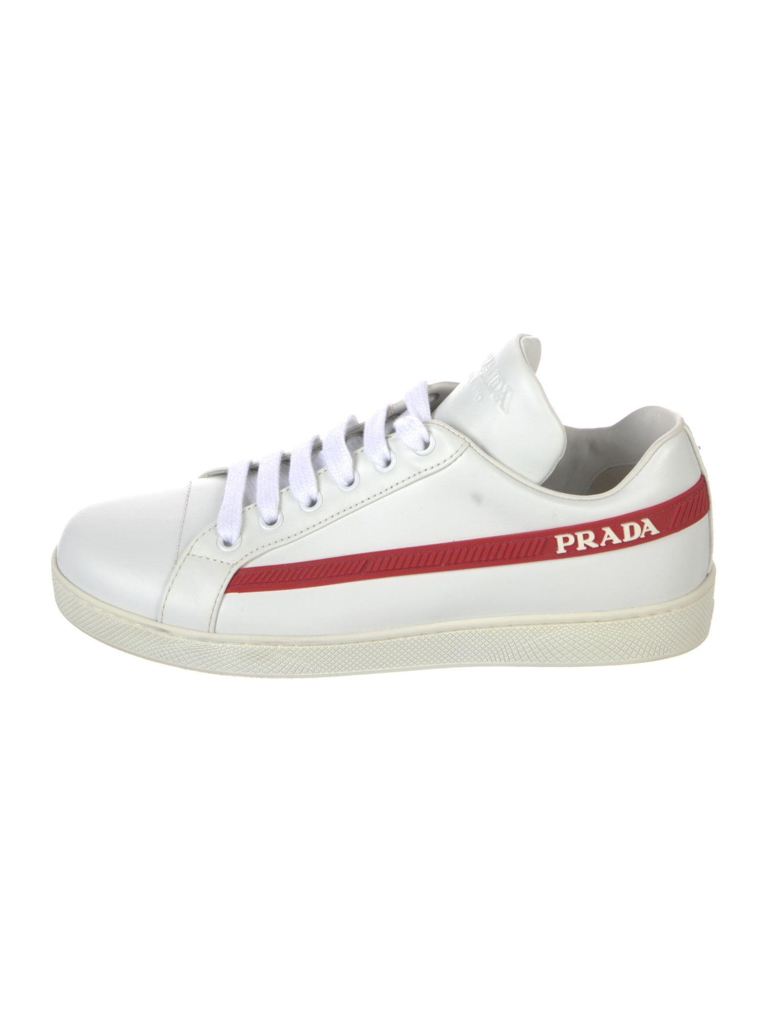 Prada Leather Graphic Print Sneakers