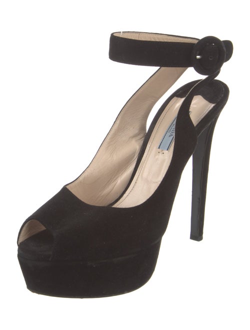 Prada Suede Leather Trim Embellishment Sandals