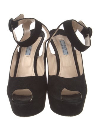 Prada Suede Leather Trim Embellishment Sandals