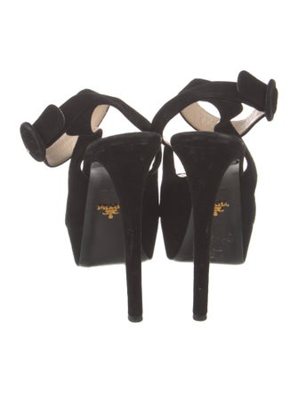 Prada Suede Leather Trim Embellishment Sandals