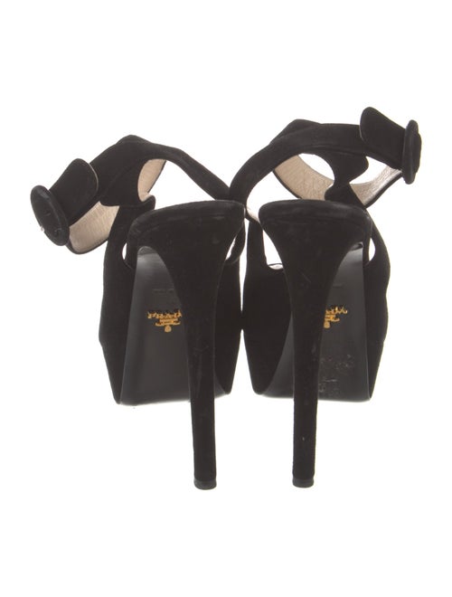 Prada Suede Leather Trim Embellishment Sandals