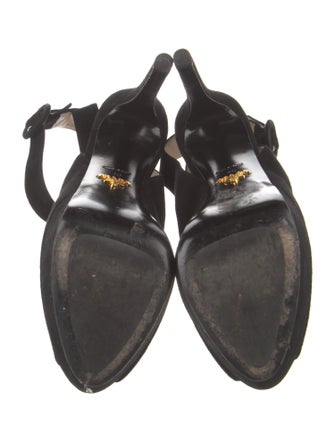 Prada Suede Leather Trim Embellishment Sandals