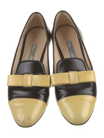 Prada Leather Colorblock Pattern Loafers