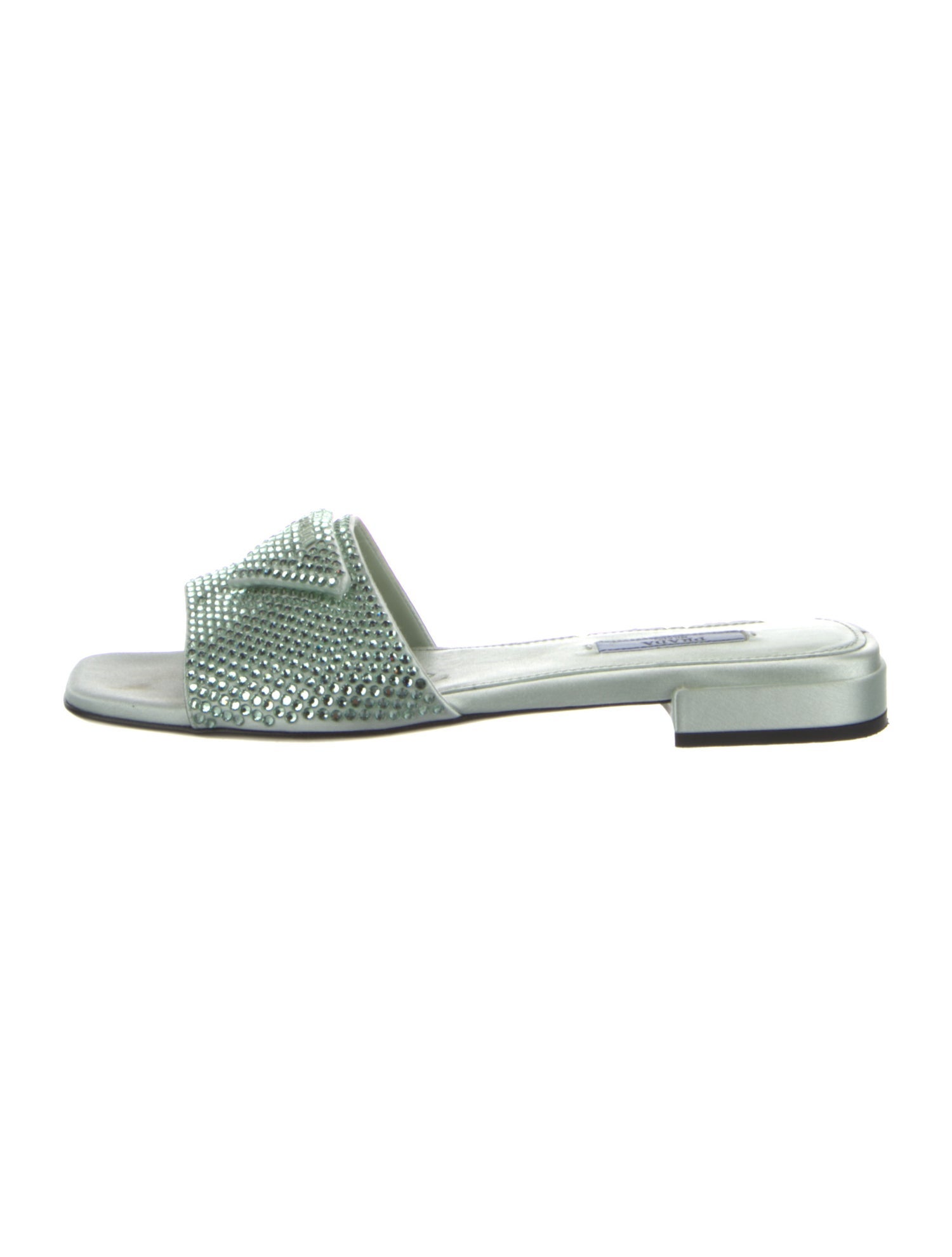 Prada Satin Crystal Embellishments Slides