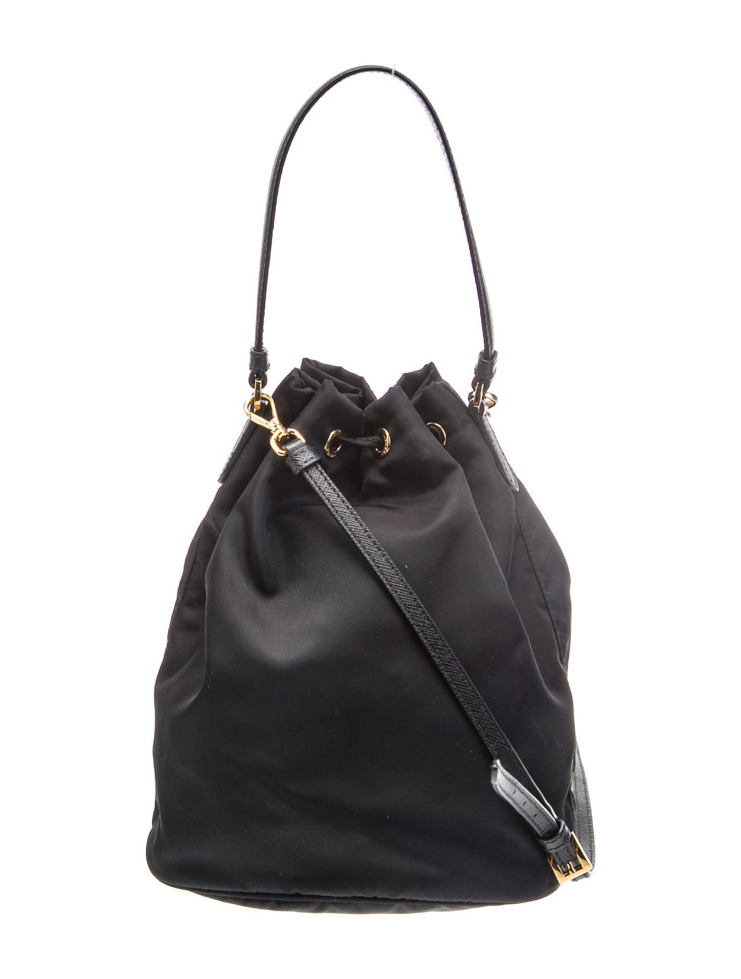 Prada Enameled Metal Triangle Bucket Bag