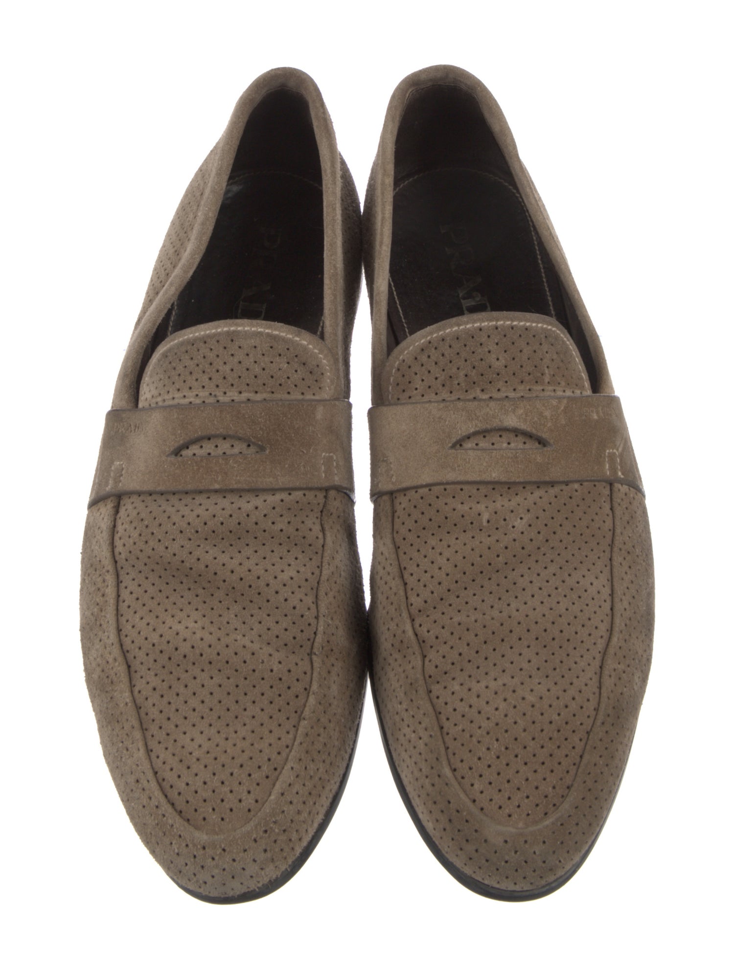 Prada Suede Lasercut Accents Dress Loafers