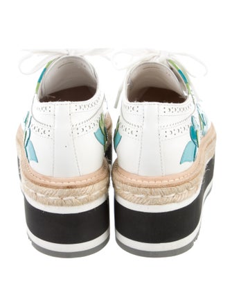Prada Leather Floral Print Oxfords