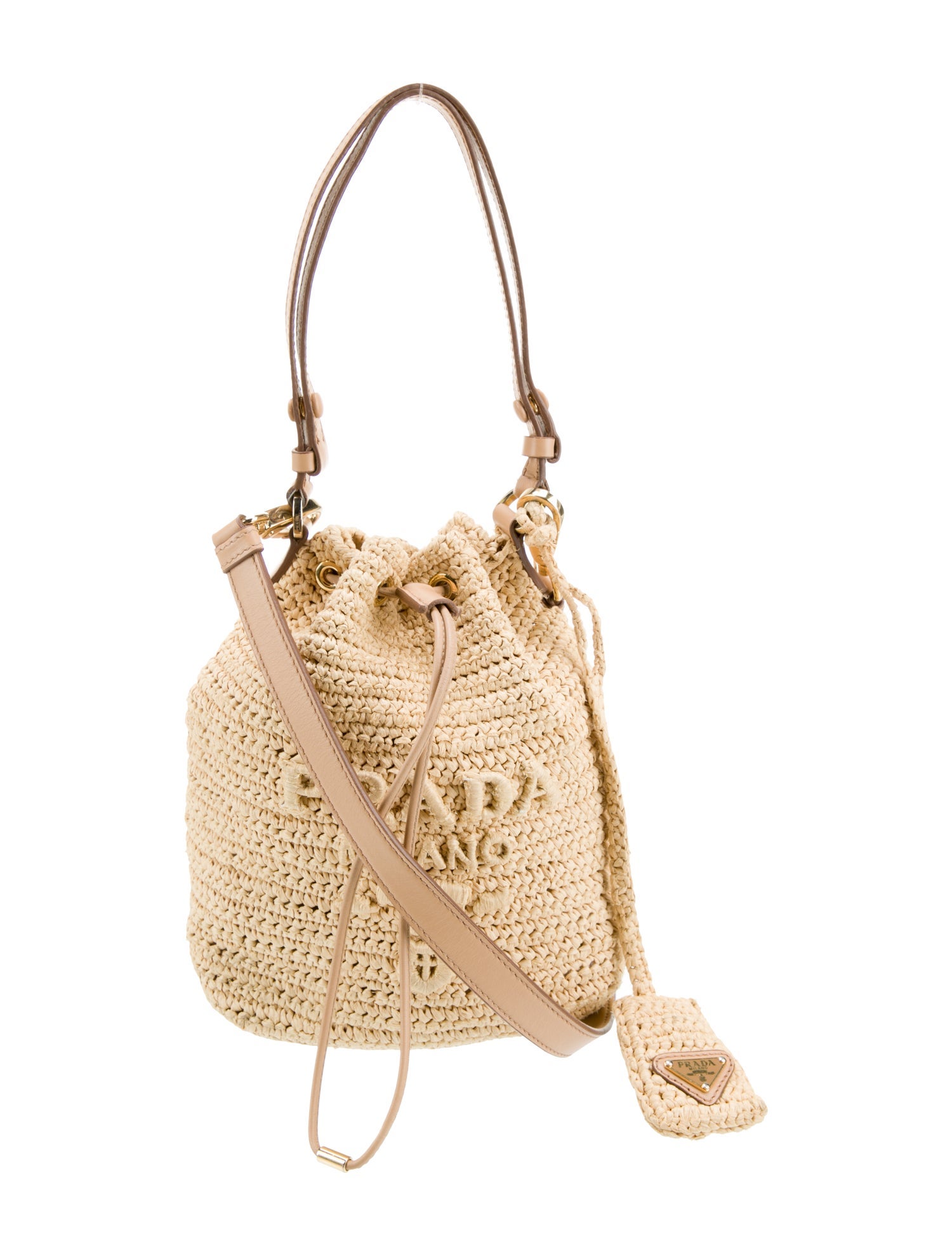 Prada Enameled Metal Triangle Bucket Bag