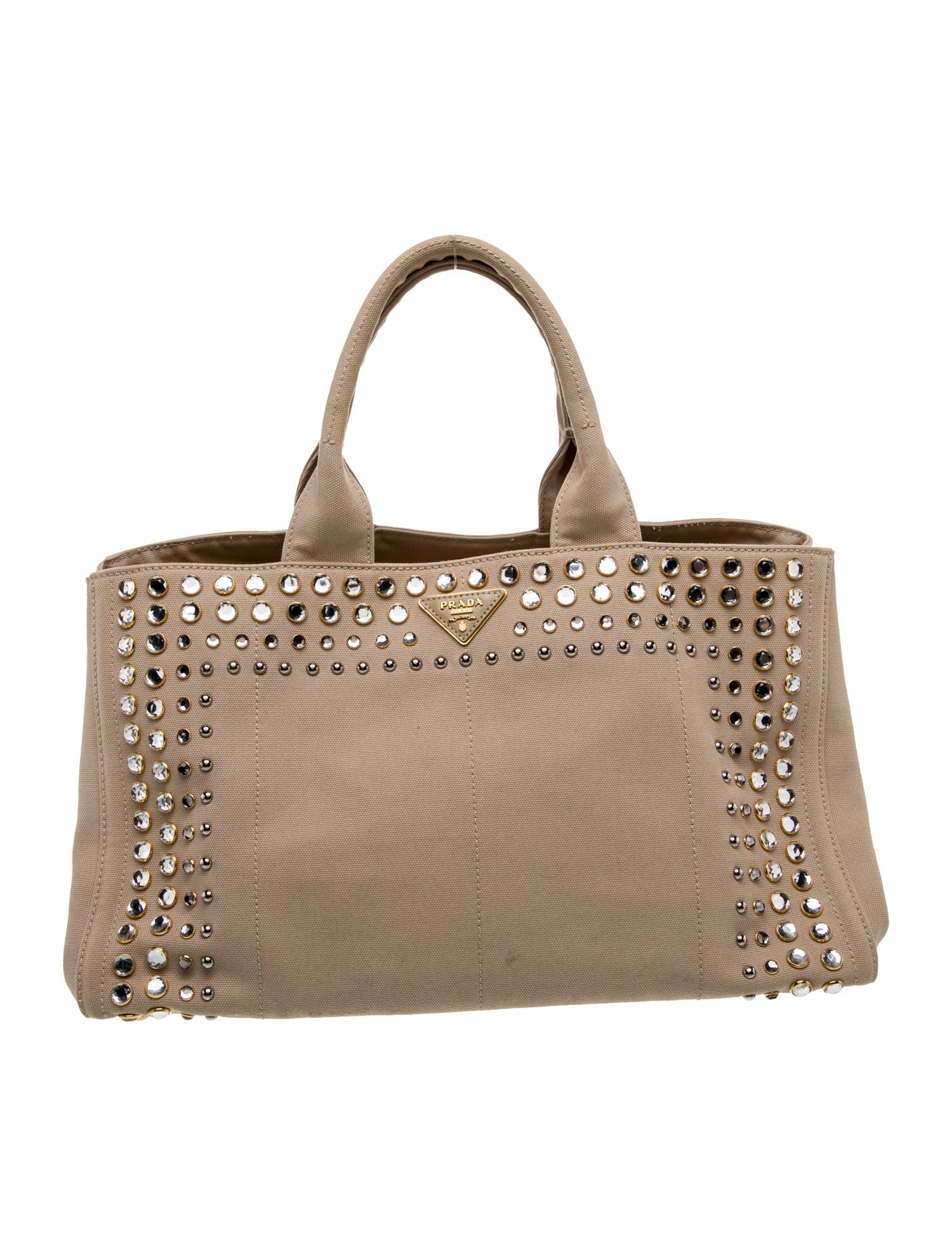 Prada Enameled Metal Triangle Signature Canapa Bijoux Large