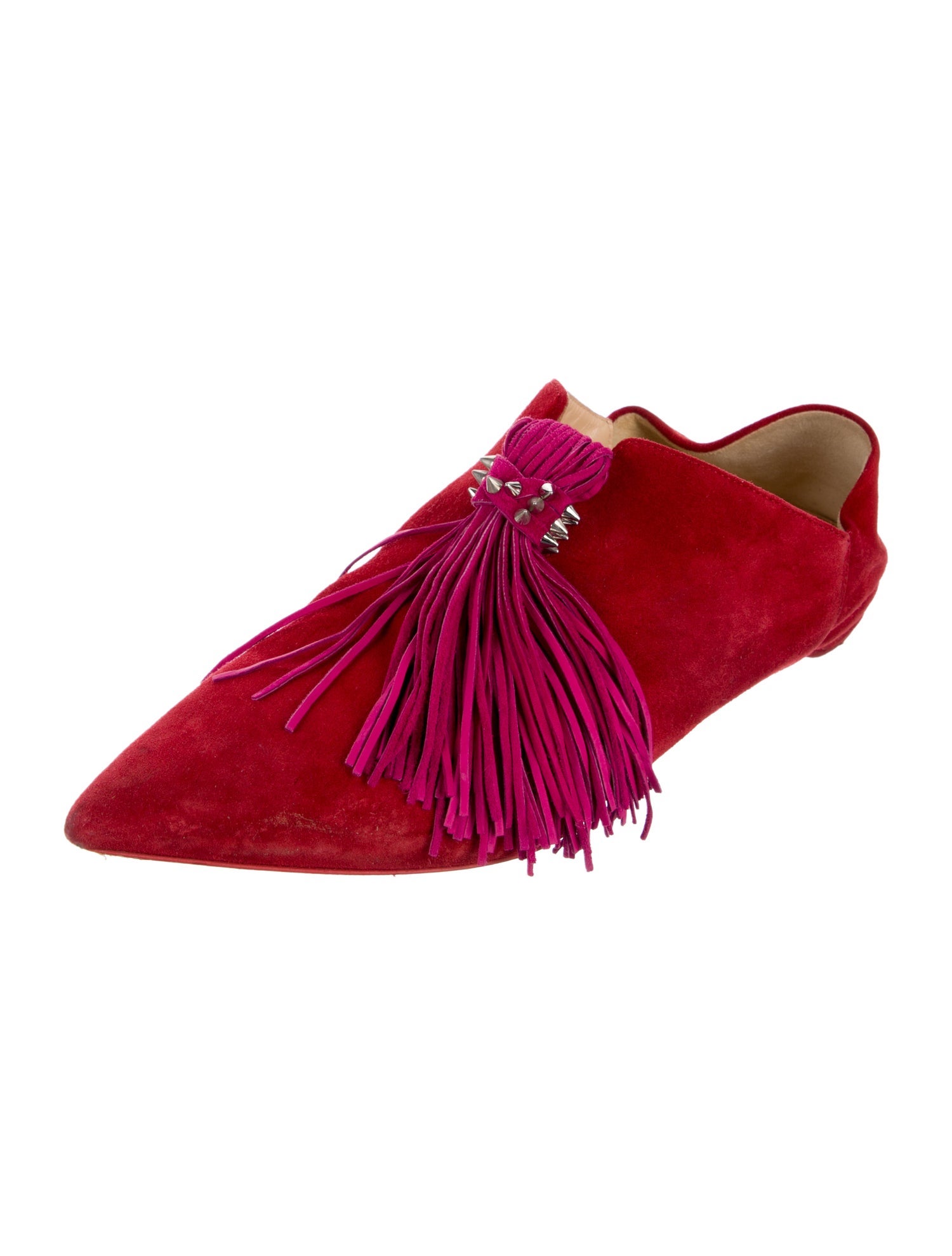 Christian Louboutin Suede Tassel Accents Mules