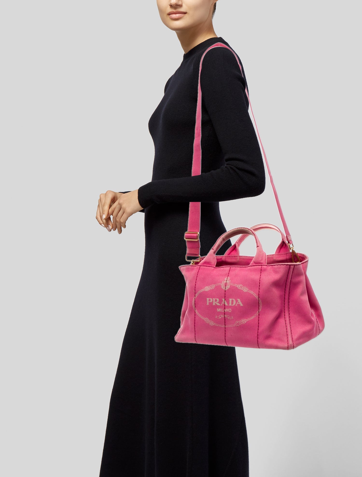 Prada Enameled Metal Triangle Canapa