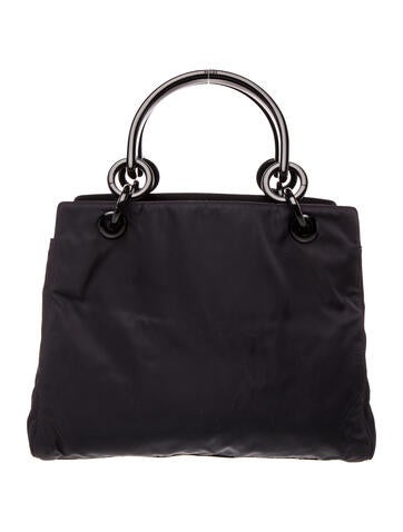 Prada Handle Bags Enameled Metal Triangle Top Bag Vintage