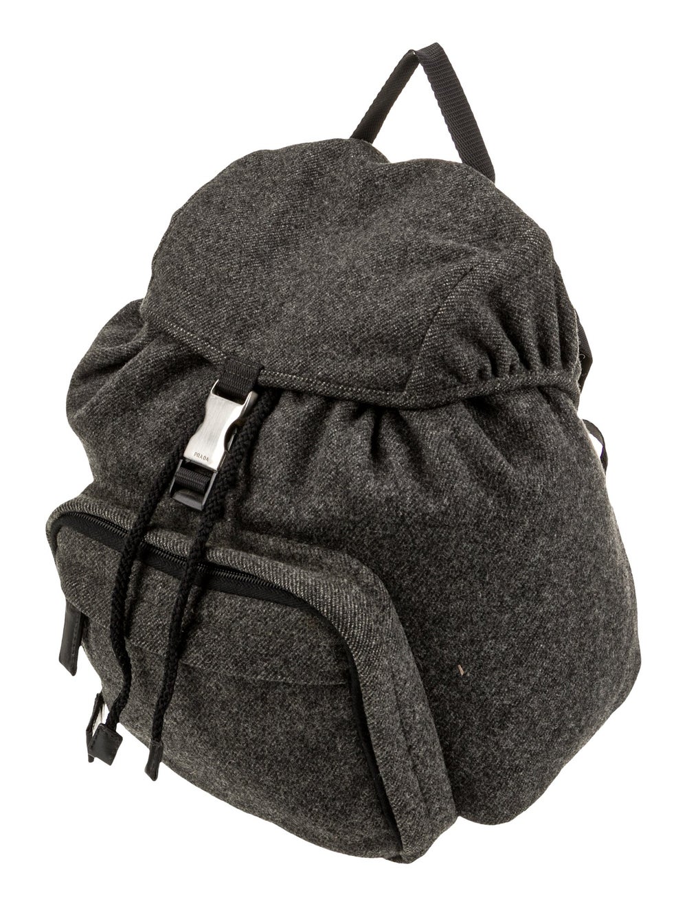 Prada Backpack Grey Wool Silver-Tone Hardware Lea… - image 2