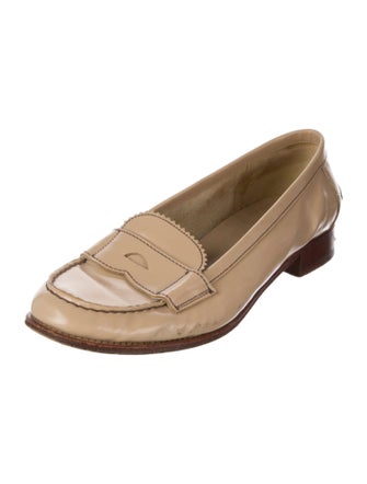 Prada Patent Leather Scalloped Accent Loafers