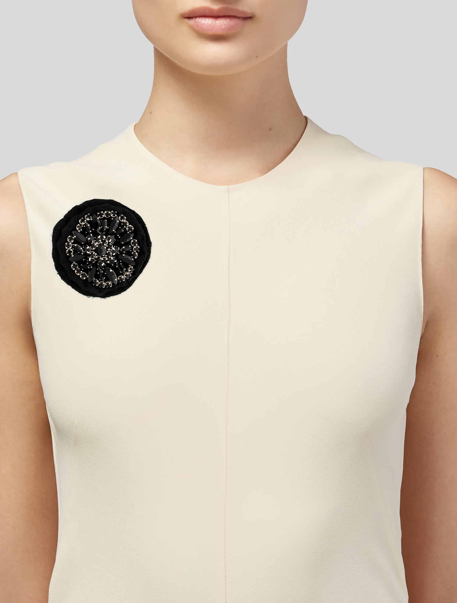 Prada Crystal & Fabric Pin Brooch