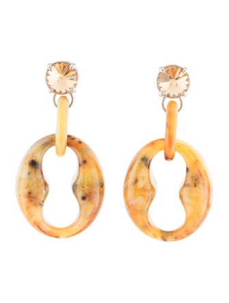 Prada Crystal & Plexiglass Geometric Oversized Clip-On Earrings