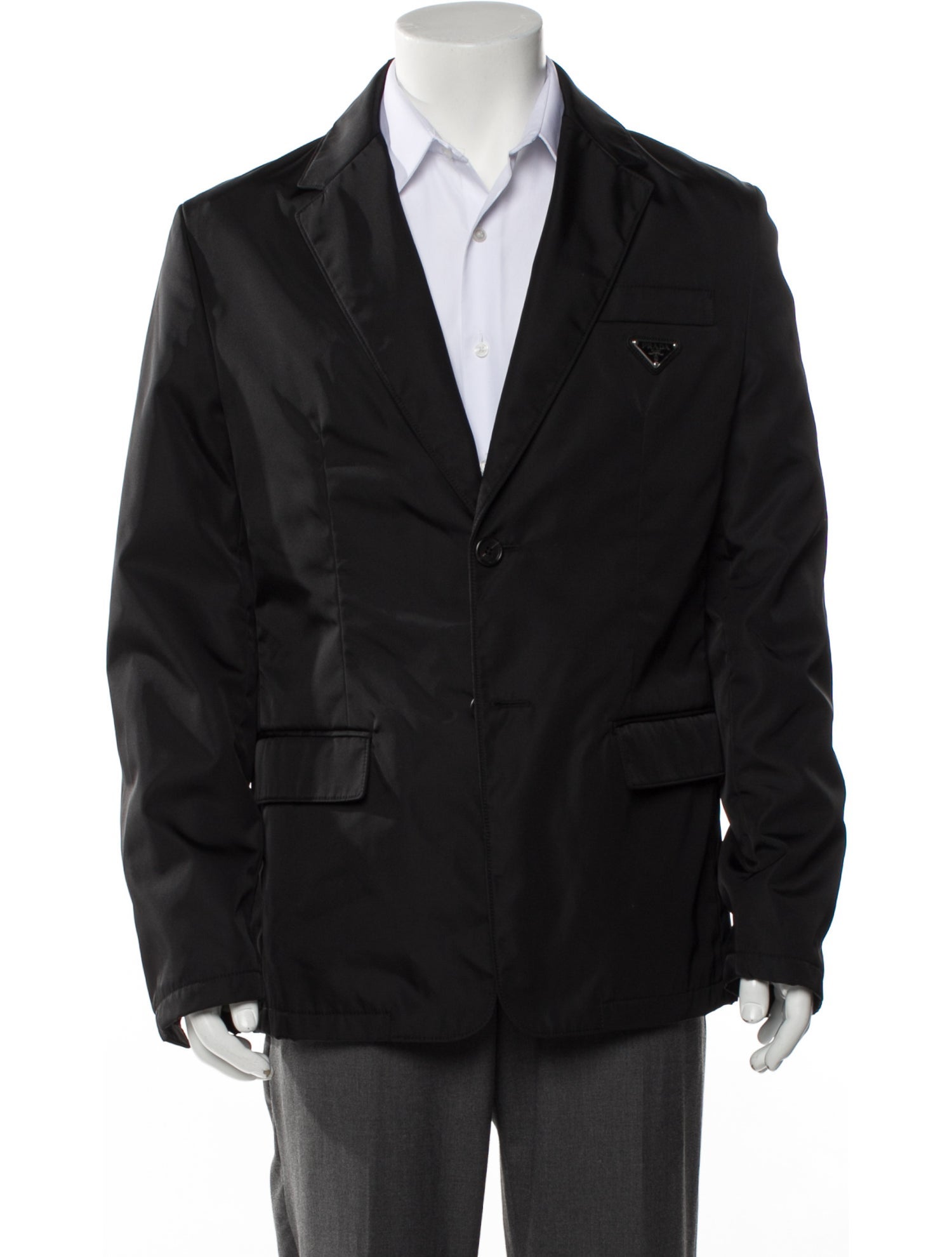 Prada 2022 Enameled Metal Triangle Blazer