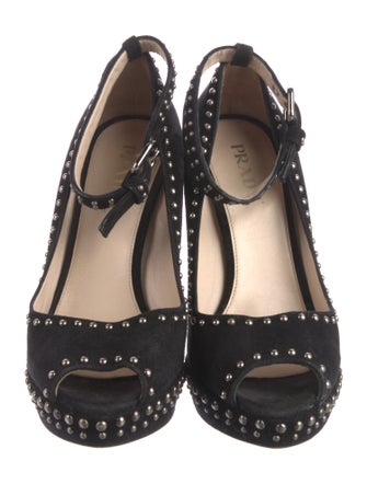 Prada Suede Studded Accents Pumps