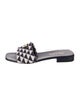 Prada Enameled Metal Triangle Printed Slides
