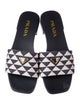 Prada Enameled Metal Triangle Printed Slides