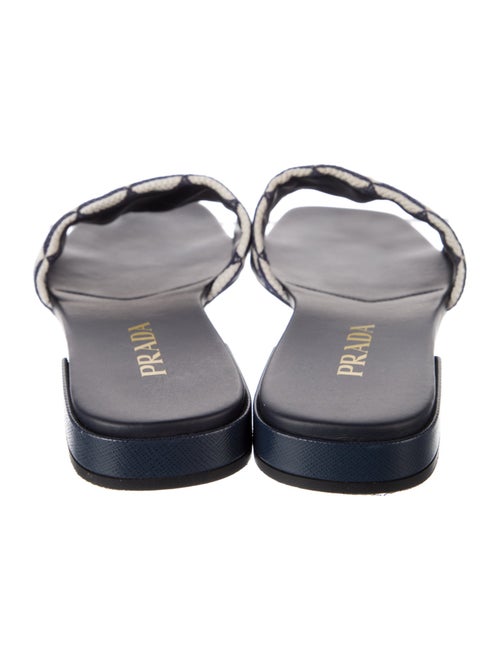 Prada Enameled Metal Triangle Printed Slides