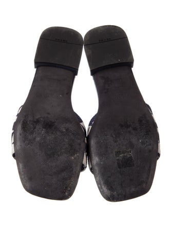 Prada Enameled Metal Triangle Printed Slides