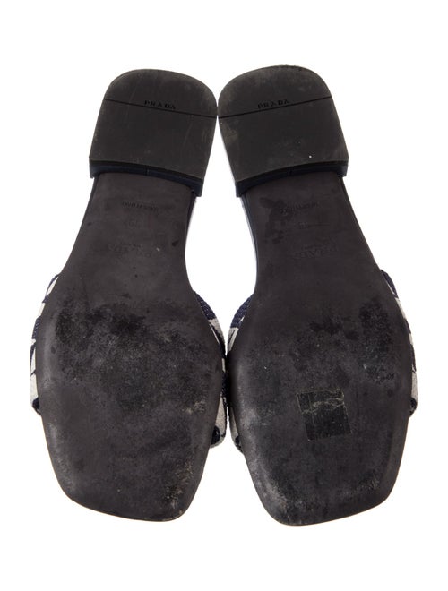 Prada Enameled Metal Triangle Printed Slides