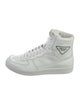 Prada Enameled Metal Triangle Leather Sneakers