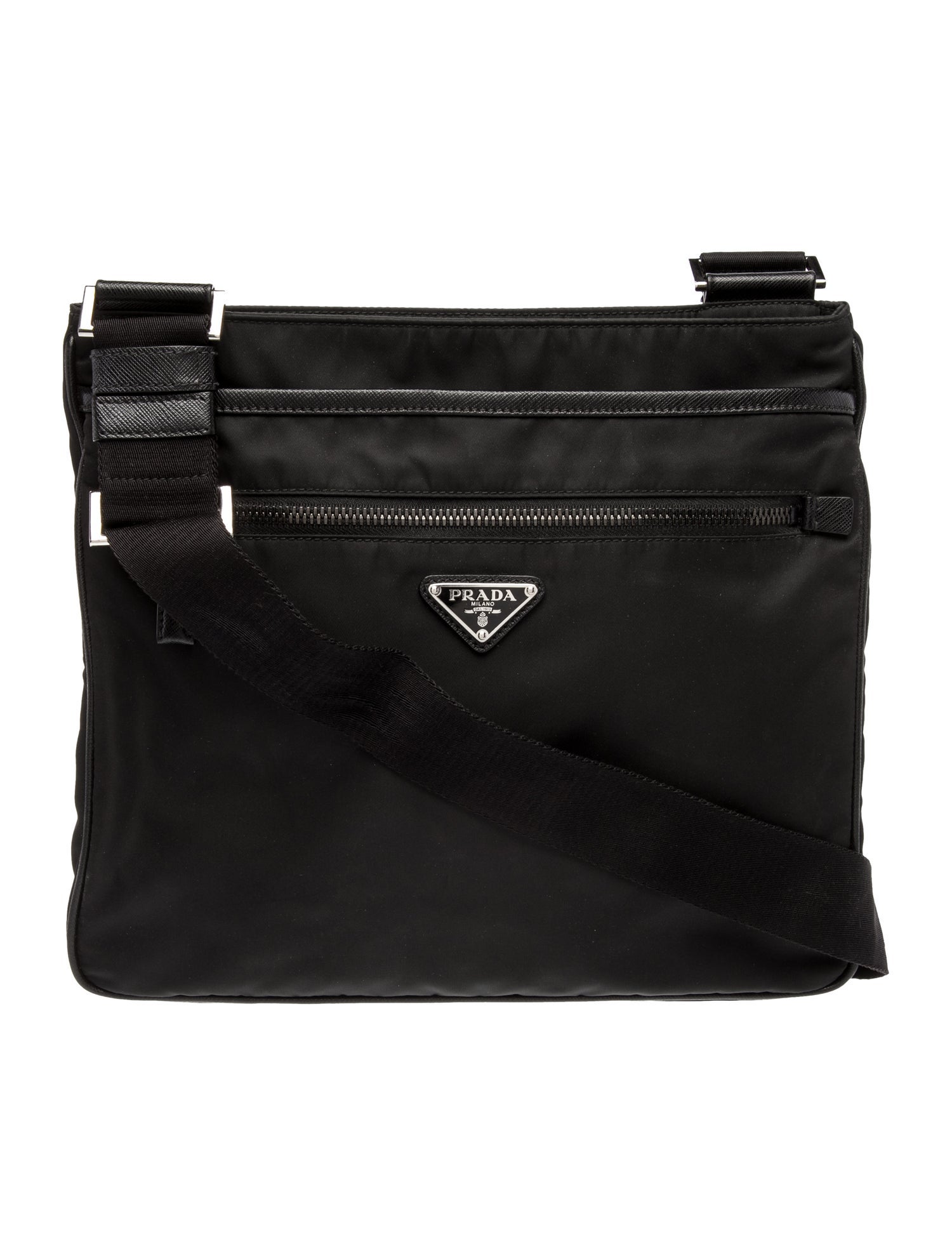 Prada Enameled Metal Triangle Messenger Bag
