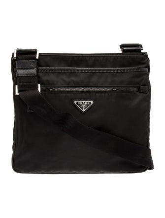 Prada Enameled Metal Triangle Messenger Bag