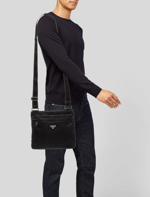 Prada Enameled Metal Triangle Messenger Bag