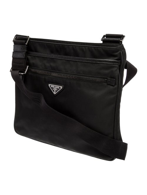Prada Enameled Metal Triangle Messenger Bag
