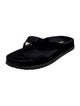 Prada Enameled Metal Triangle Velvet Flip Flops