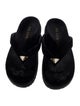 Prada Enameled Metal Triangle Velvet Flip Flops