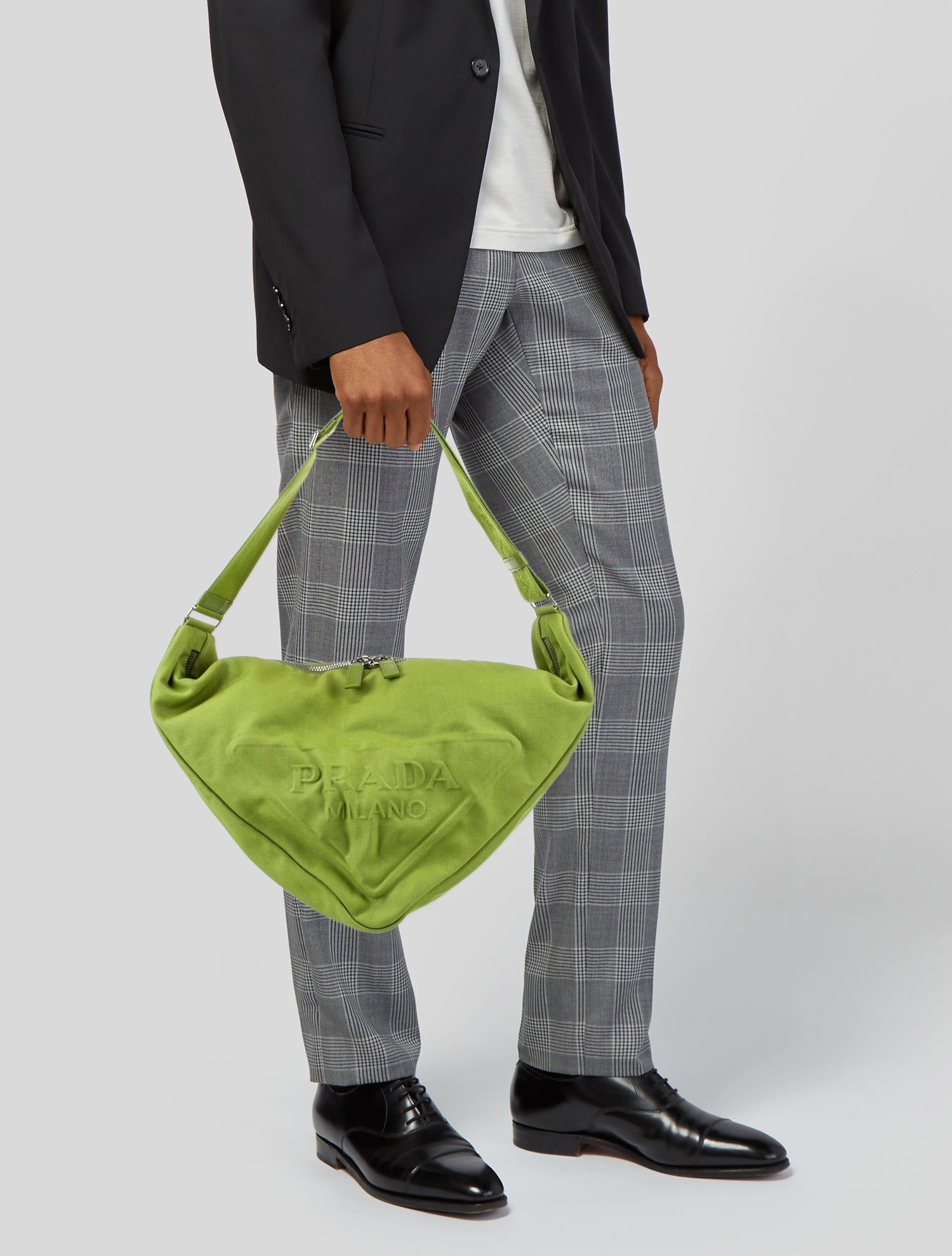 Prada Enameled Metal Triangle Triangle