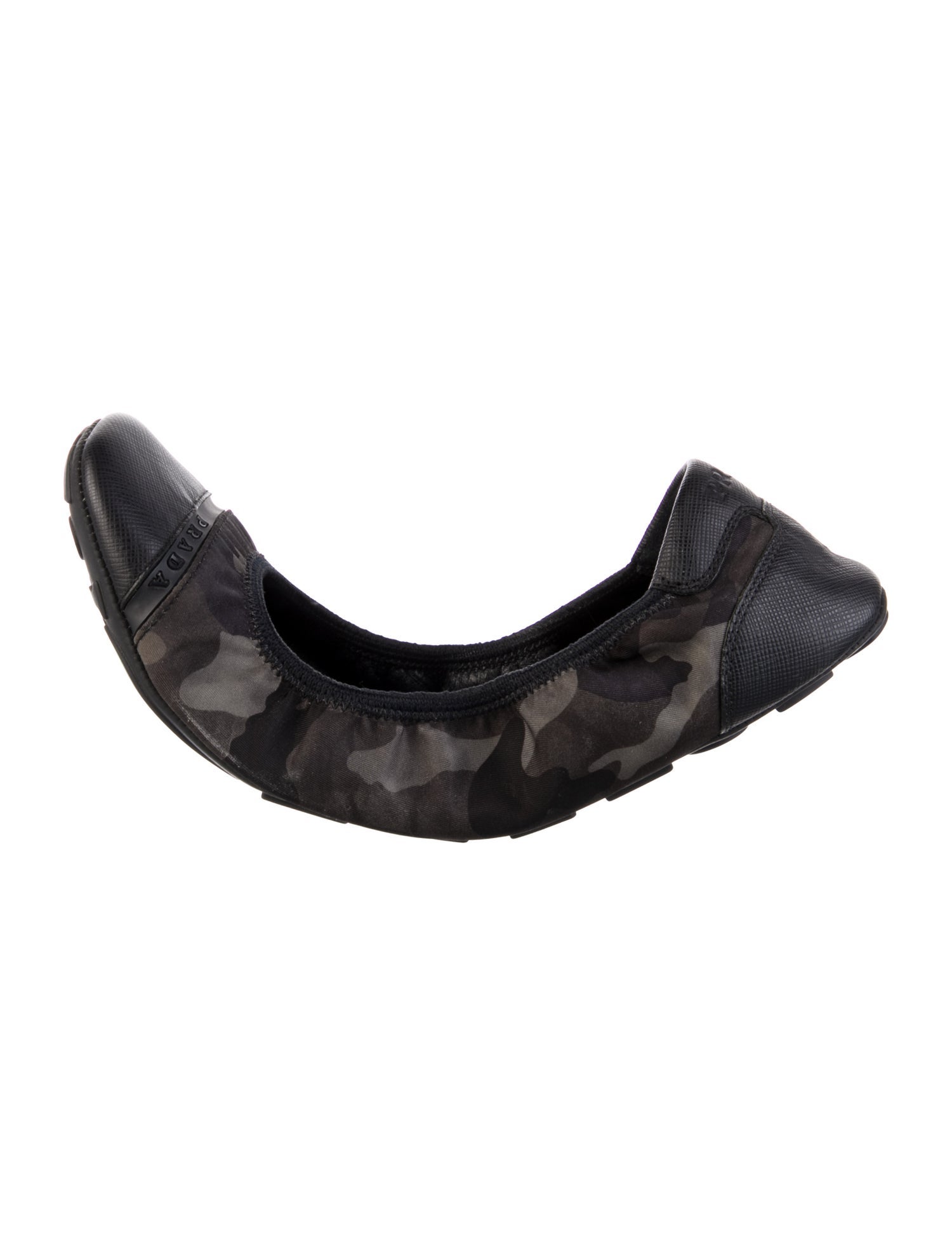 Prada Sport Leather Camouflage Print Ballet Flats