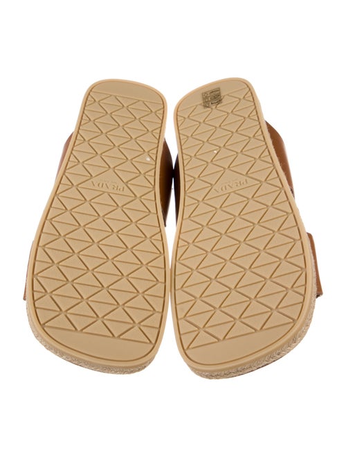 Prada Enameled Metal Triangle Leather Slides