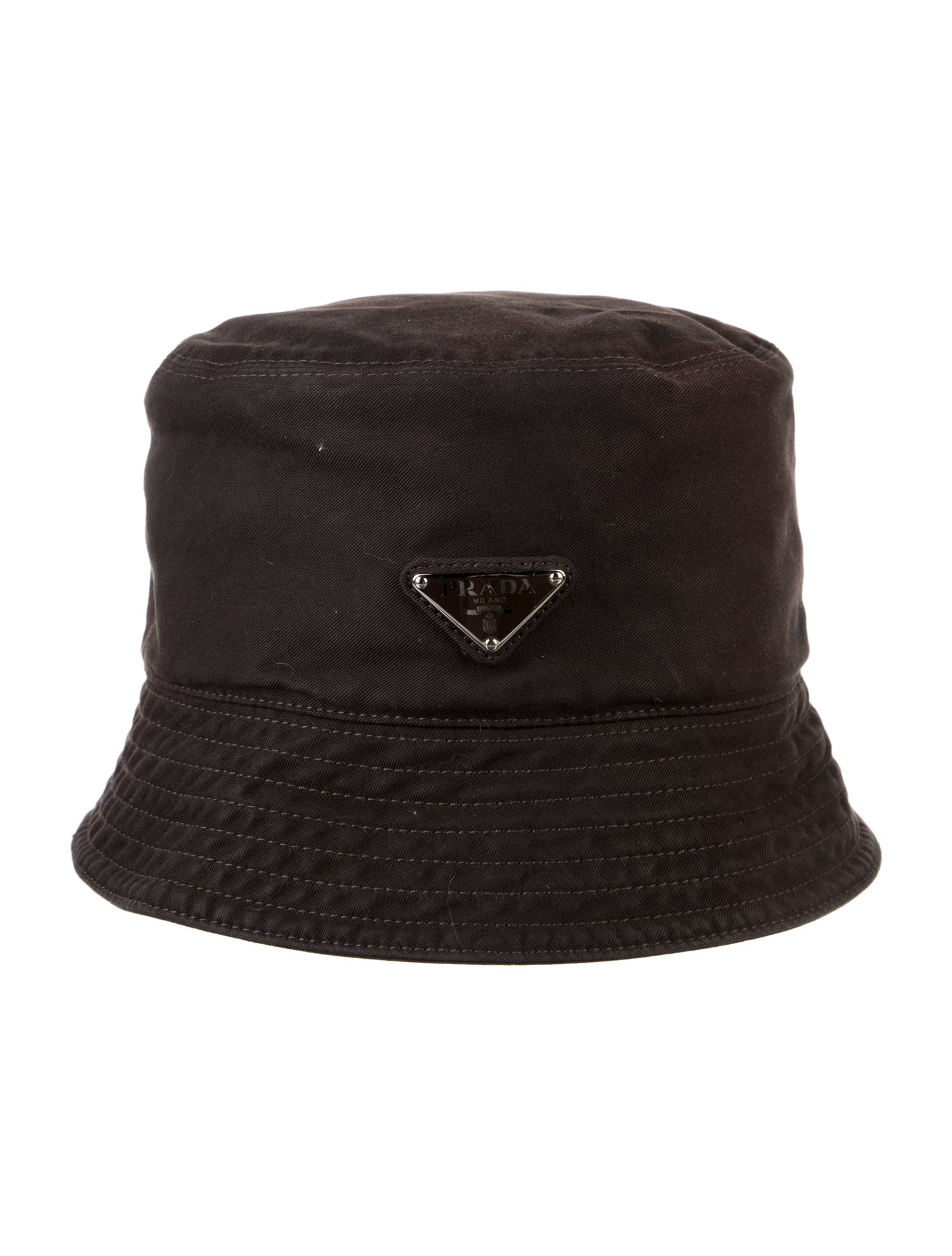 Prada Enamel Metal Triangle Canapa Bucket Hat