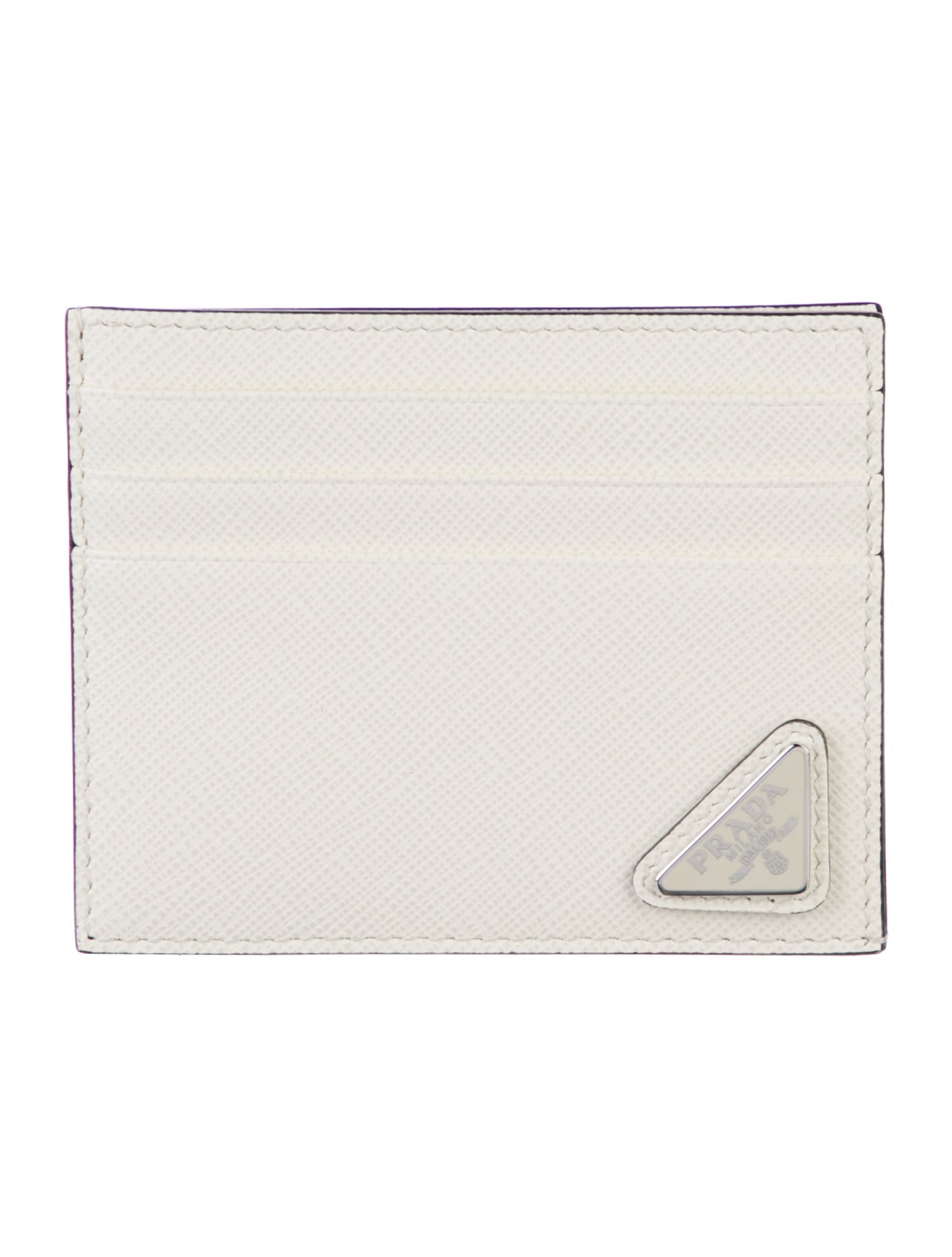 Prada Saffiano Triangle Leather Card Holder