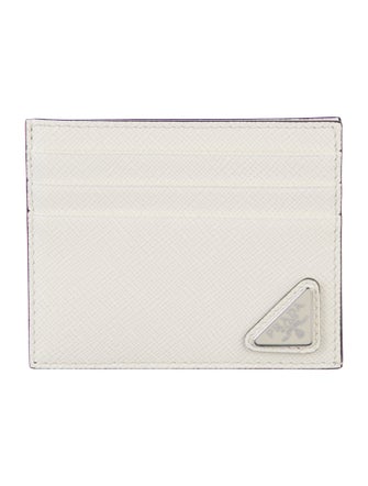 Prada Saffiano Triangle Leather Card Holder