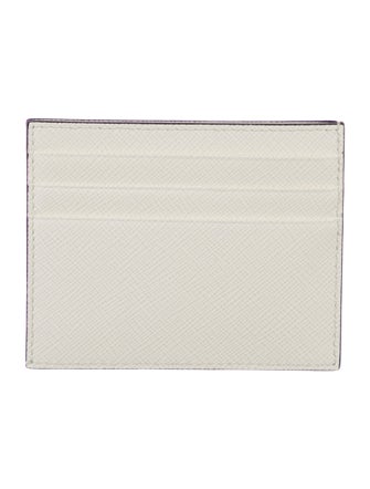 Prada Saffiano Triangle Leather Card Holder